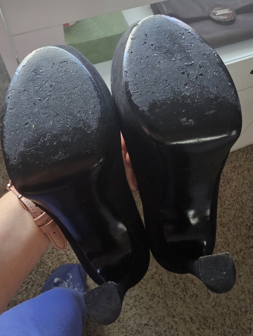 🌟AUTHENTIC Saint Laurent YSL Navy Suede Platform Heels - Size 37 - Picture 13 of 15